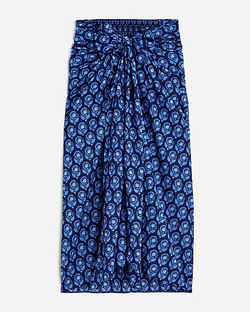 Draped sarong in navy bouquet block print | J. Crew US
