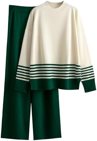 Tanming Women's Lounge Sets 2 Piece Outfits Knitted Pullover Sweater Tops Wide Leg Pants Tracksui... | Amazon (US)