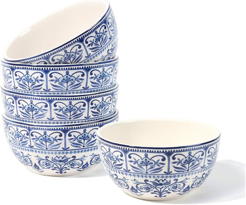 Sonemone Blue Cereal Bowls for Kitchen, 26oz Ceramic Bowls Set of 4 for Cereal, Salad, Soup, Past... | Amazon (US)