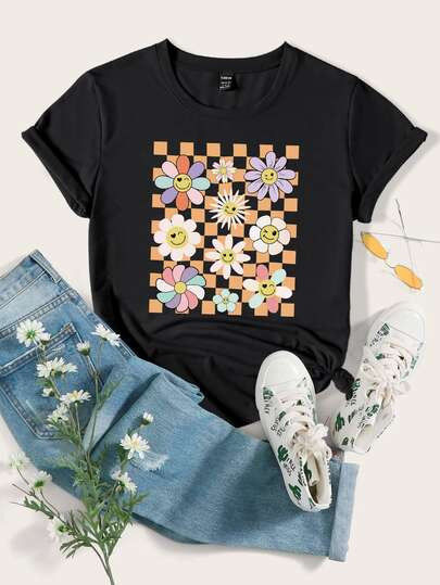 1pc Floral Print Tee | SHEIN