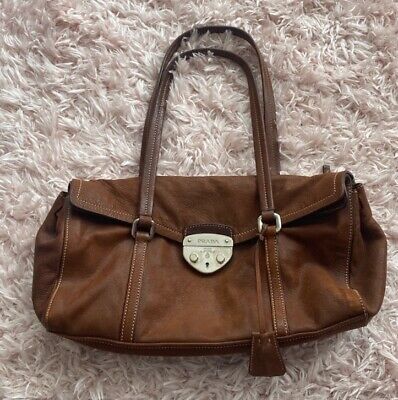 Prada Purse 90's Y2K Brown Leather Bag Large Satchel Flap Shoulder Trend EUC  | eBay | eBay US