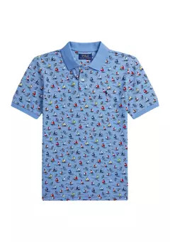 Ralph Lauren Childrenswear Boys 8-20 Sailboat Print Cotton Mesh Polo Shirt | Belk