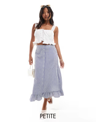 Nobody's Child Petite Annalise maxi skirt in blue gingham check | ASOS (Global)
