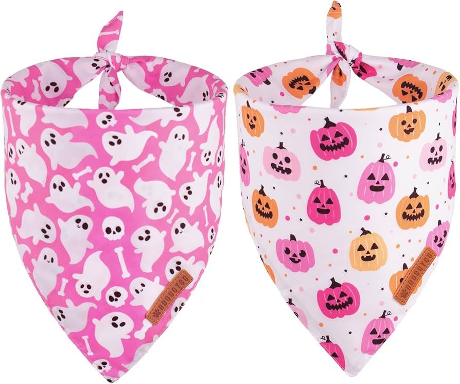 ADOGGYGO Halloween Dog Bandana, Halloween Pumpkin Ghost Dog Scarf, Premium Durable Fabric, Adjust... | Amazon (US)