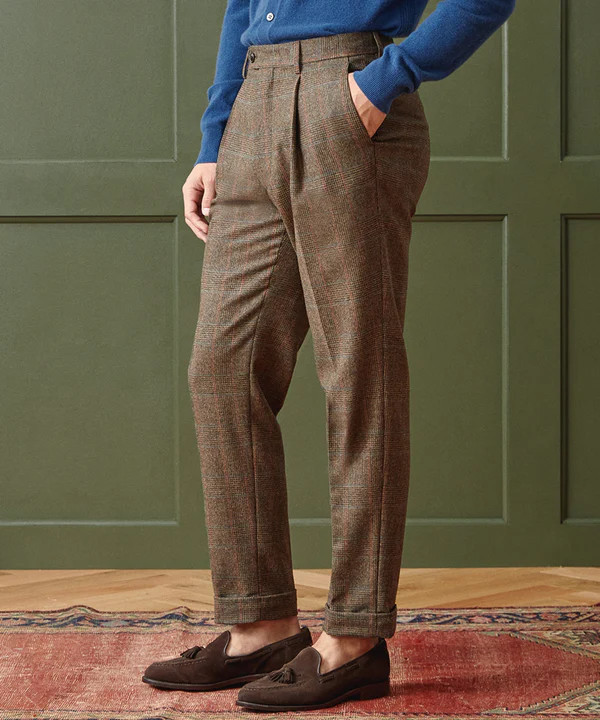 Glen Plaid Madison Pant in Dark Wheat | Todd Snyder