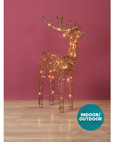 35in Indoor Outdoor Rattan Light Up Standing Reindeer | HomeGoods