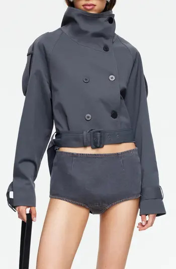 LIONESS Blanc Crop Trench Coat | Nordstrom | Nordstrom