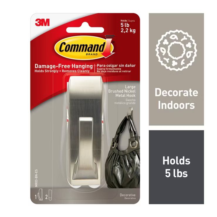 Command 2 Strips Large Sized Modern Reflections Hook Brushed Nickel | Target