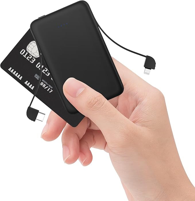 Smallest Portable Charger with Built-in Cables 6000mAh,Ultra Slim Power Bank,Mini High Speed Exte... | Amazon (US)