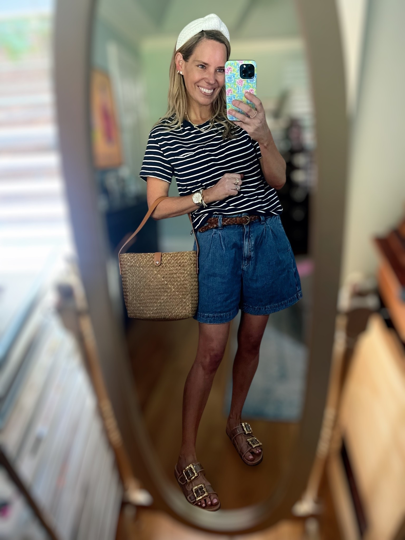 Code ASHLEYBA for 10% off Melinda Maria Jewelry
This striped tee is hands-down my favorite under $10 find—super soft, perfectly cropped, and effortlessly classic! I styled it with high-rise denim shorts and a woven brown belt for a casual preppy vibe, then added a neutral straw tote and gold buckle sandals for that elevated everyday look. The white headband and layered Melinda Maria jewelry bring it all together!

Budget-friendly, beach-town ready, and made for errands, playdates, or patio lunch dates.

✨ Tee: Under $10 striped classic crewneck
✨ Shorts: High-rise medium wash denim
✨ Belt: Woven brown leather
✨ Sandals: Gold buckle slides
✨ Bag: Straw tote
✨ Headband: White textured twist
✨ Jewelry: Melinda Maria necklaces, tennis bracelet & watch – code ASHLEYBA

#SummerStyle #BudgetFinds #Under10 #PreppyCasual #ClassicStyle #MelindaMariaJewelry #WeekendLook #StripesAndDenim #EverydayStyle #LTKUnder50


#LTKFindsUnder100 #LTKOver40 #LTKFindsUnder50