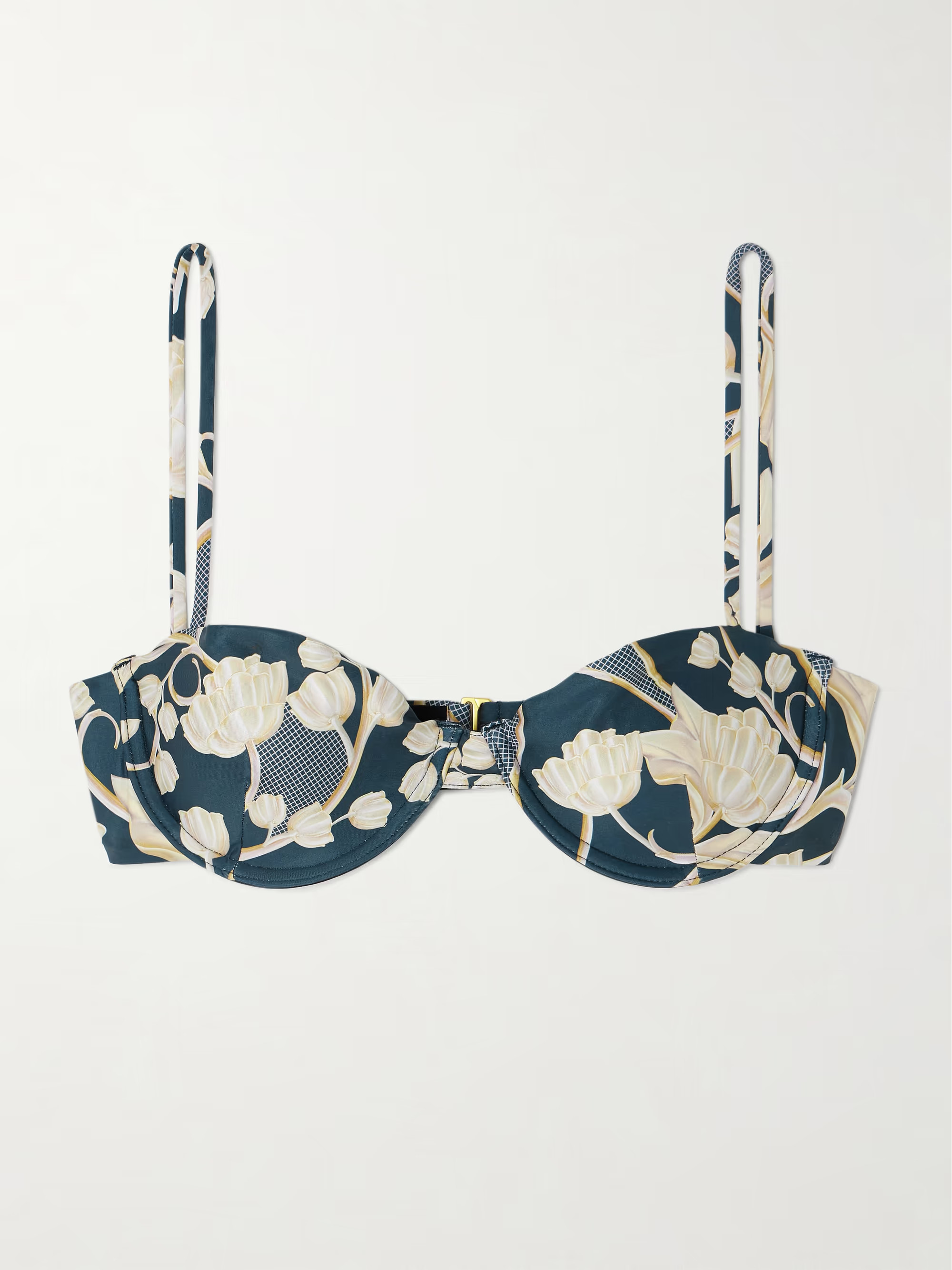 + NET SUSTAIN Mostaza Perla floral-print stretch-recycled bikini top | NET-A-PORTER (US)