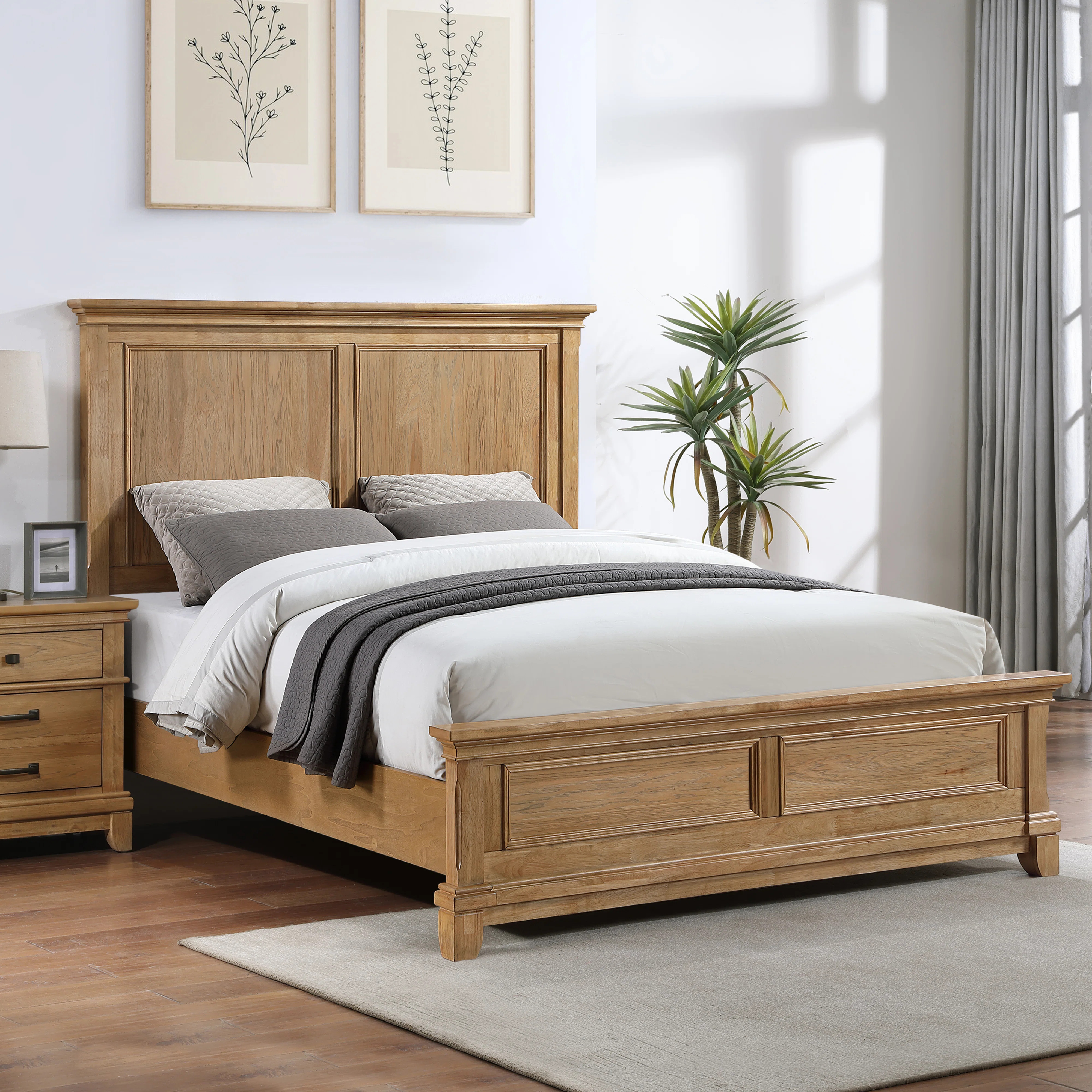 Esterel Wood Queen Panel Bed, Honey Brown | Wayfair North America