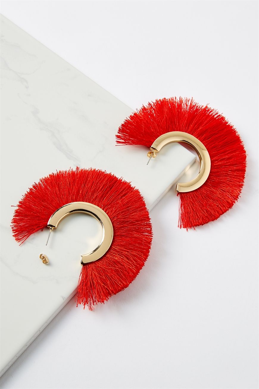 Rubi - Fringe Statement Earring - Red | Cotton On (US)