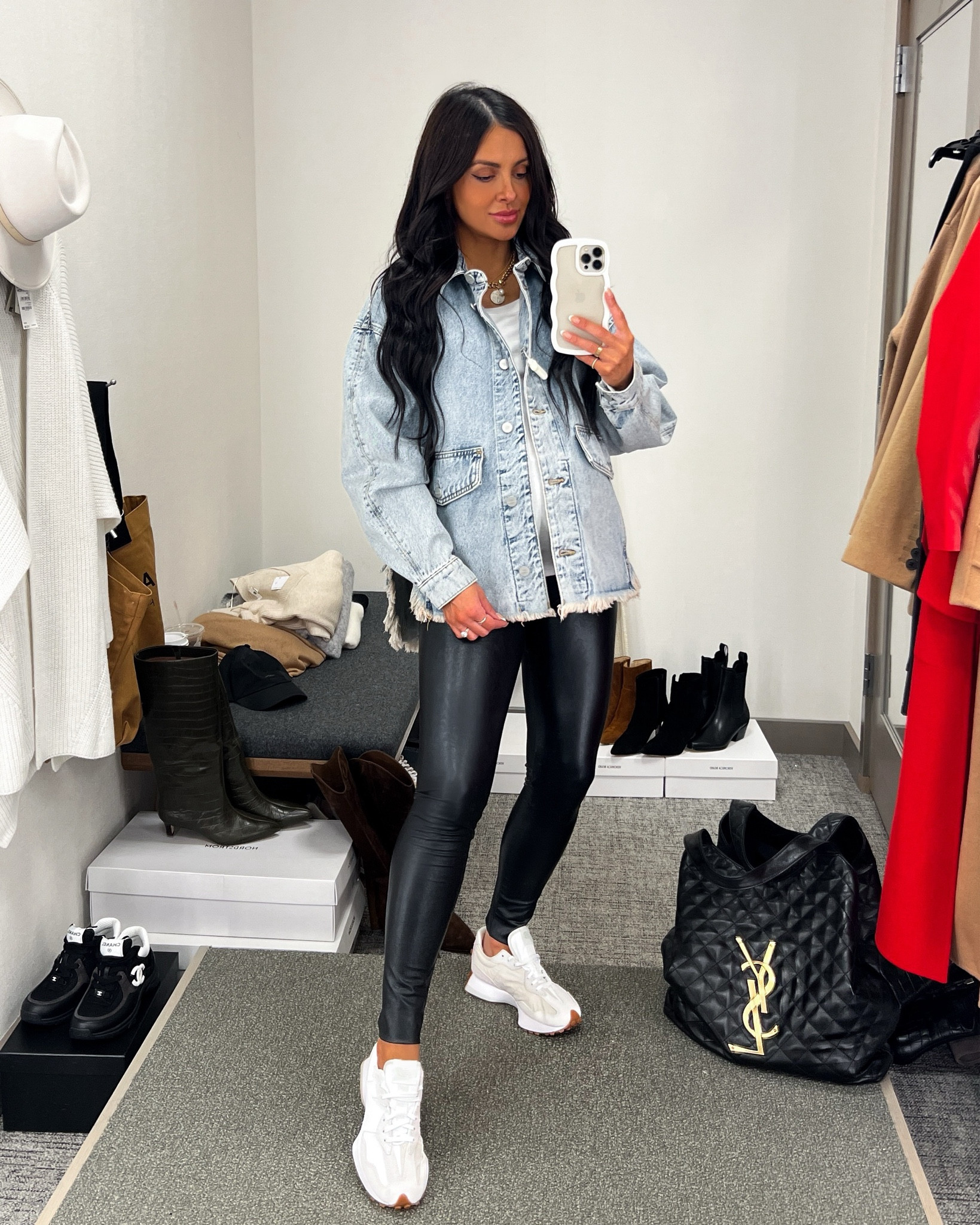 Nordstrom anniversary sale outfit / NSALE style picks
AllSaints denim jacket
AllSaints white tee
Commando faux leather leggings 
New balance 327 sneakers 

#LTKStyleTip #LTKFindsUnder100 #LTKxNSale