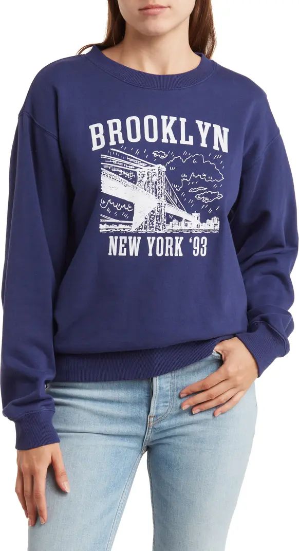 Hi Res Brooklyn Bridge '93 Fleece Pullover Sweater | Nordstromrack | Nordstrom Rack