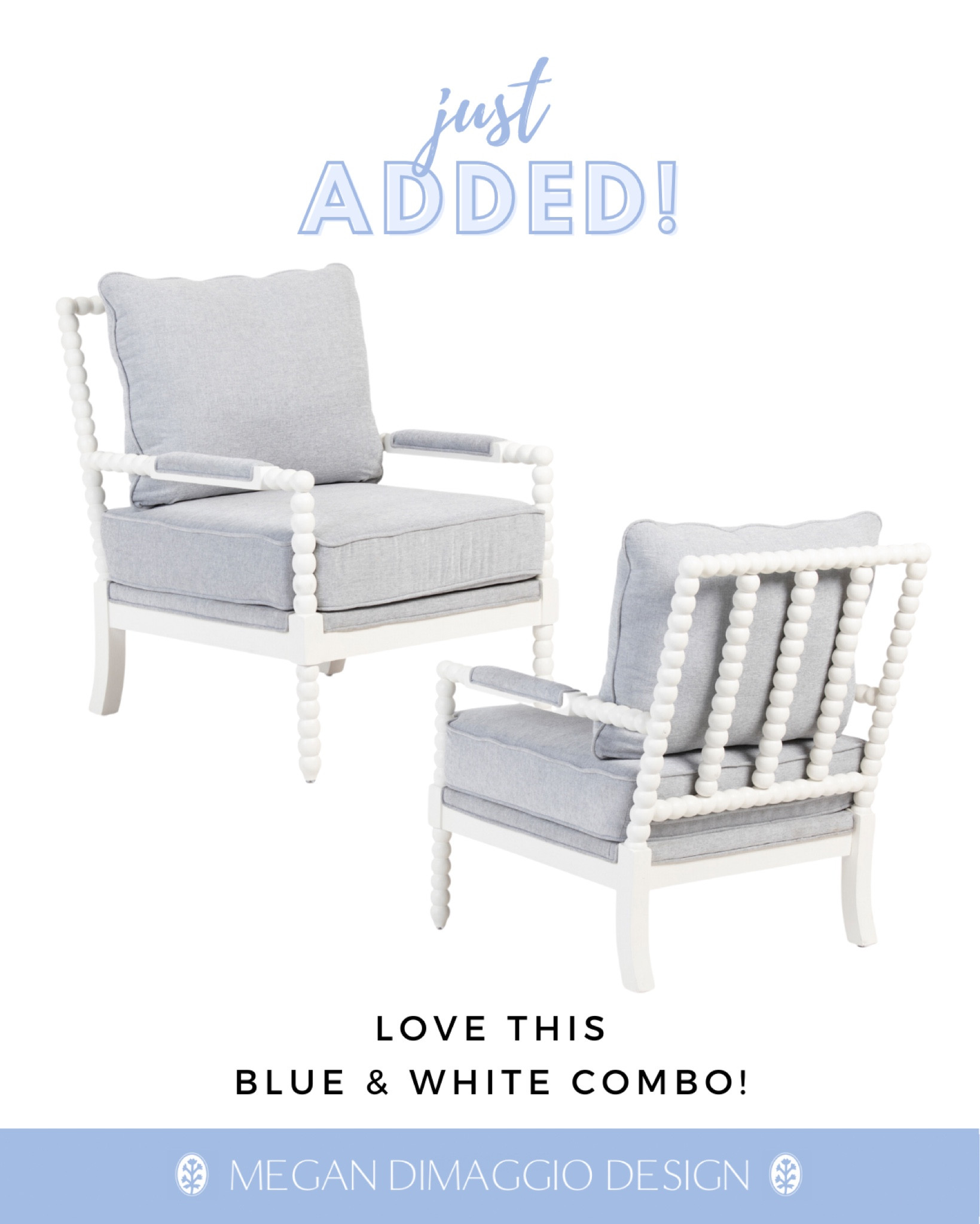 Brand new look for less spindle chair!! LOVE it in this white & blue combo!! 🤍

#LTKHome