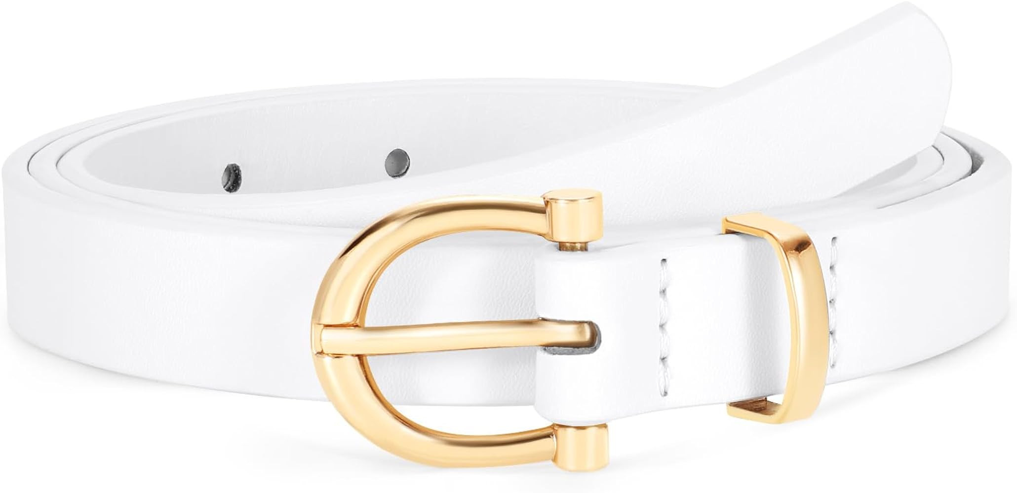 CESCOSI Women Skinny Leather Belt Thin Waist Belt for Jeans Dress with Gold Alloy Buckle 0.7" Wid... | Amazon (US)