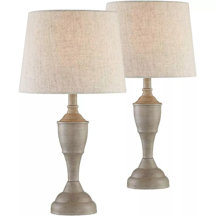 360 Lighting Rustic Farmhouse Accent Table Lamps Set of 2 21" High Beige Washed Linen Drum Shade ... | Target