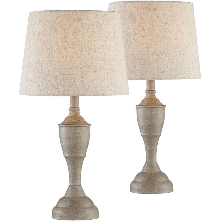 360 Lighting Rustic Farmhouse Accent Table Lamps Set of 2 21" High Beige Washed Linen Drum Shade ... | Target