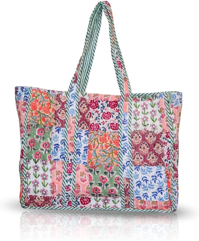 Women’s Cotton Tote Bag – Lightweight Floral Quilted Shoulder Tote for Daily Use | Amazon (US)