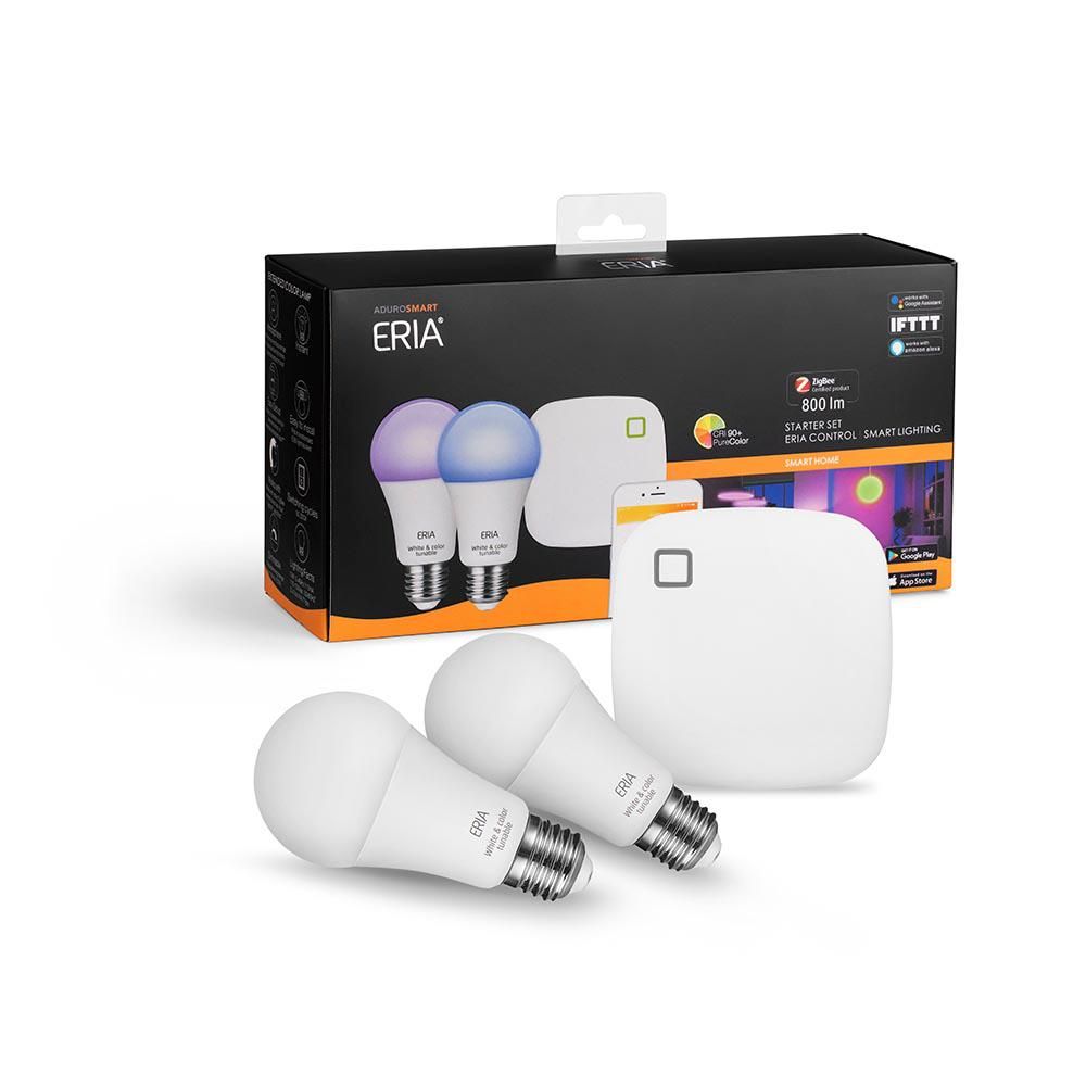 ERIA Colors and White Shades Smart Wireless Lighting Starter Kit A19 LED 60W Equivalent CRI 90+ (... | The Home Depot