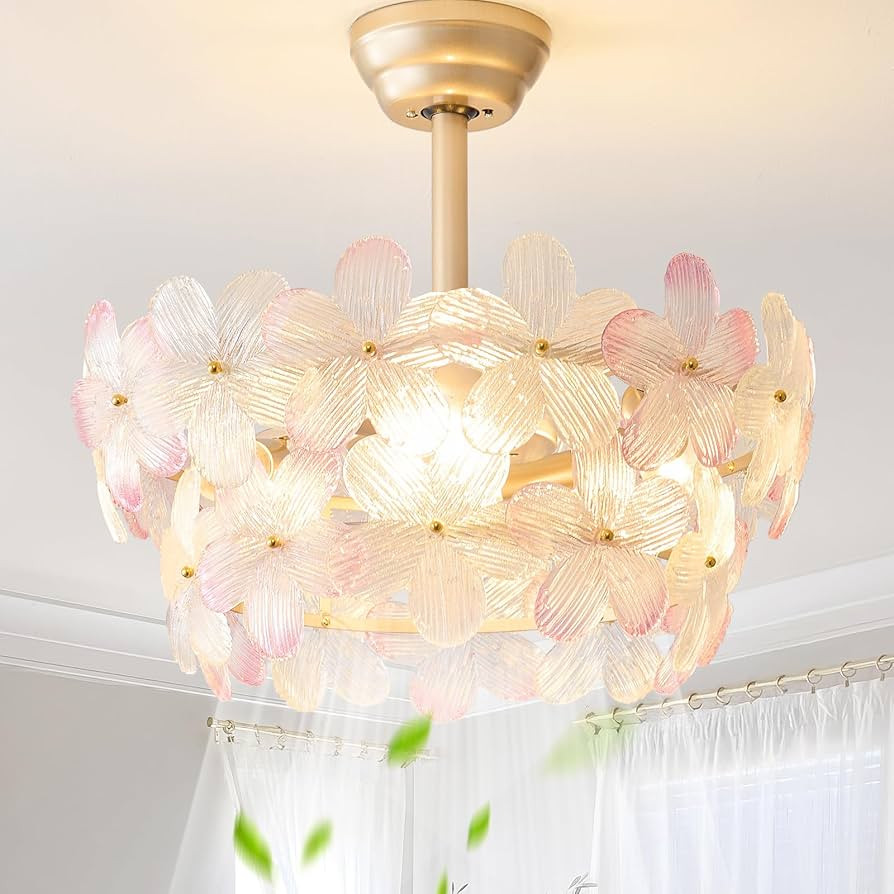 MizWacky Gold Crystal Fandelier Ceiling Fans with Lights, 20" Gold Flower Chandelier Ceiling Fan ... | Amazon (US)