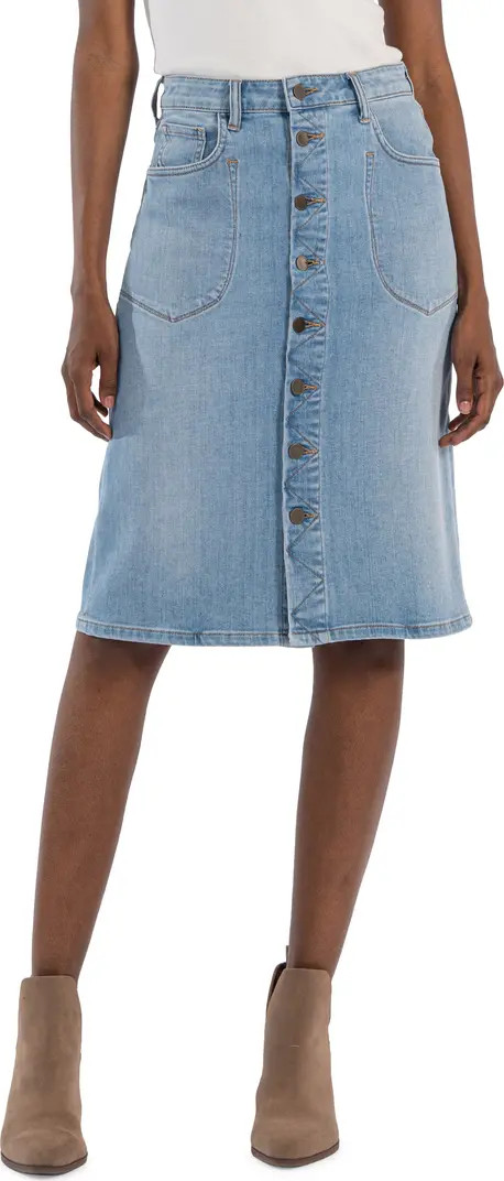 KUT from the Kloth Rose Button Front Denim Skirt | Nordstrom | Nordstrom