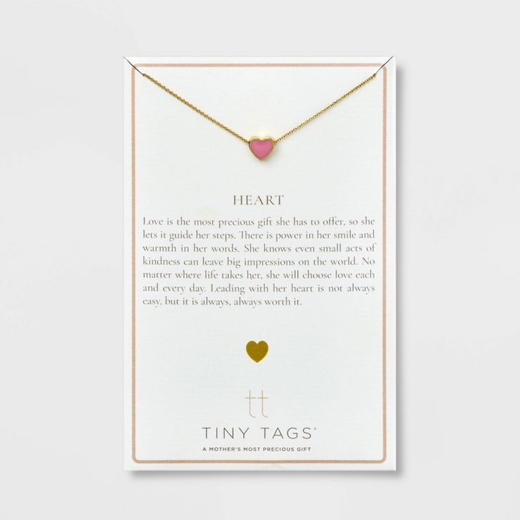 Tiny Tags 14K Gold Plated Heart Chain Necklace - Gold | Target
