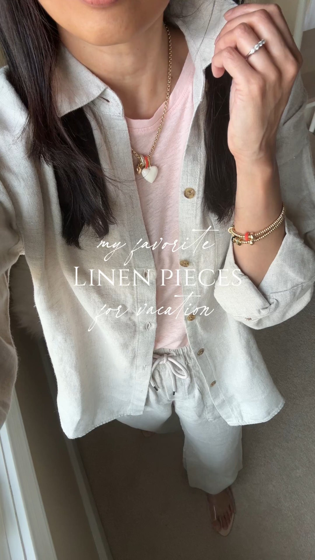Spring break. Vacation. Resort wear. 
My favorite linen pieces for vacation. 
( Currently on sale 25% off + additional 10% off)
- I recently shared my favorite cotton gauze pieces to pack for vacation. Here are my favorite linen options. 
-I have had these linen tank tops, wide leg pants, button down shirts, and shorts from previous seasons over the years in different colors and the quality is great. 
- Linen tank top has a good cut and can be worn casually with shorts or dressed up with pants. True to size. 
- Wide leg linen pants have good details and the cutest split hem detail. I size down and take the petite length at about 5’4. 
- Button down linen shirt can be worn alone or as a layering piece. True to size. 
- Clear strap sandals have a padded flexible sole and are comfortable. Chic pointed toe design. Also comes in a beautiful brown  True to size. 
- My most worn charm necklace. 
- Stretch bracelets.
- Woven bag in rattan leather. 

-

#LTKootd #LTKTravel #LTKOver40