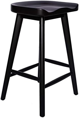Amazon Brand - Rivet Modern Counter-Height Kitchen Bar Stool, 24" H, Birch Wood, Black | Amazon (US)