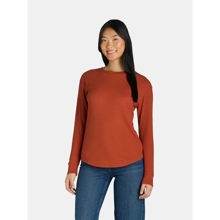 Time and Tru Women’s Essential Thermal T-Shirt with Long Sleeves, Sizes XS-XXXL - Walmart.com | Walmart (US)