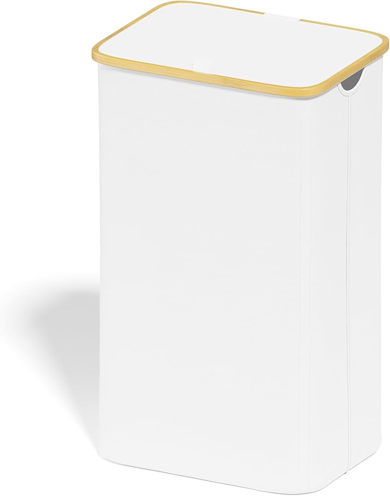 SUOCO Laundry Hamper with Lid, 29 Gal (110L) Clothes Basket with Bamboo Handles, Large Foldable L... | Amazon (US)
