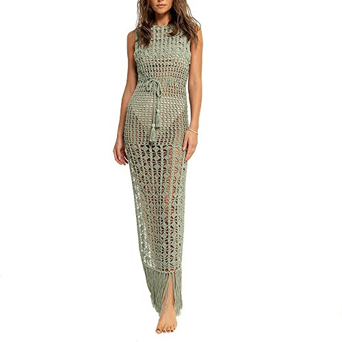 Womens Swimsuit Coverup Sheer Maxi Hollow Out Crochet Cover Ups for Swimwear Beach Dresses | Amazon (US)