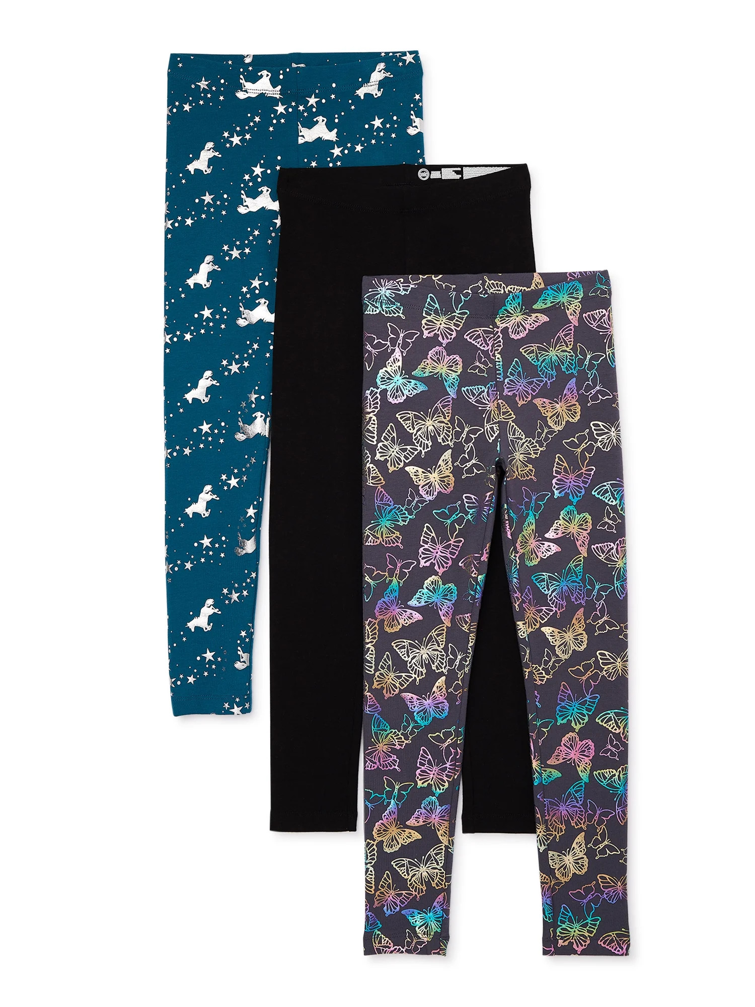 Wonder Nation Girls Kid Tough Leggings, 3-Pack, Sizes 4-18 & Plus - Walmart.com | Walmart (US)