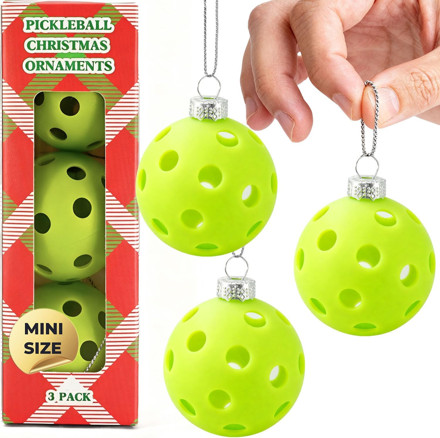 Pickleball Glow in The Dark Ornaments, Set of 3, Luminous Green Balls, Sports Christmas Tree Deco... | Amazon (US)