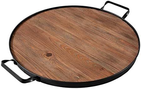 Thirteen Chefs Faux Wine Barrel Top Serving Tray, Farmhouse 20 Inch Round Wood Platter with Handl... | Amazon (US)