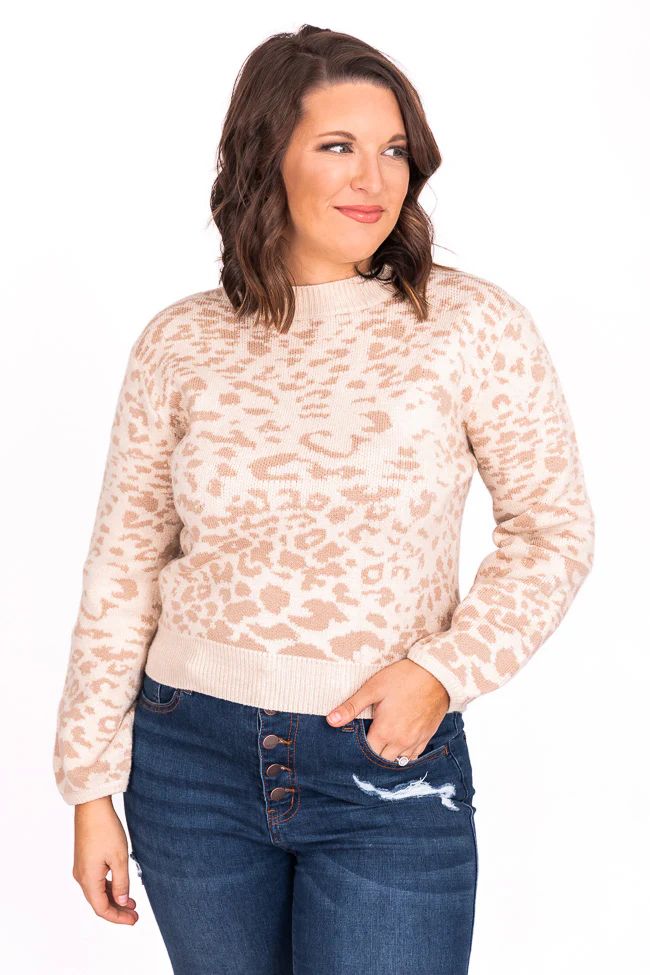 Precisely Right Beige Animal Print Sweater FINAL SALE | The Pink Lily Boutique