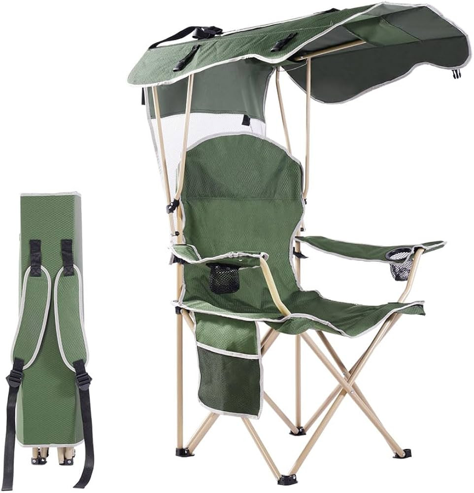 Folding Canopy Camp Chair for Outdoors Shade Canopy Portable Chair Camping, Tailgates, Beach, Poo... | Amazon (US)