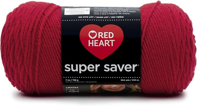 Red Heart E300.0319 Super Saver Economy Yarn, Cherry Red | Amazon (US)
