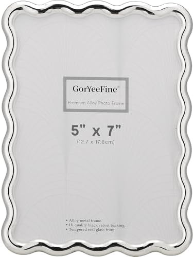 Amazon.com - GorYeeFine Silver 5x7'' Wave Design Photo Frame,High-End Heavy Duty Metal Picture Fr... | Amazon (US)
