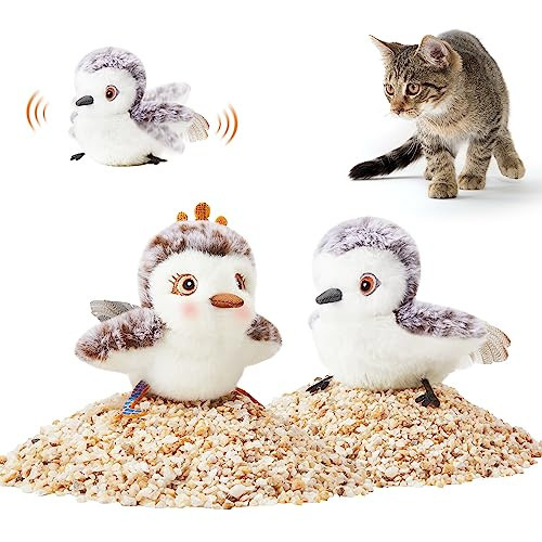 Potaroma Cat Toys 2 Pcs Flapping Sandpiper Pair-Mate, Lifelike Birds Chirp, Chargeable Touch Activated Kitten Fun Interactive Kitty Exercise with Catnip for All Breeds | Amazon (US)