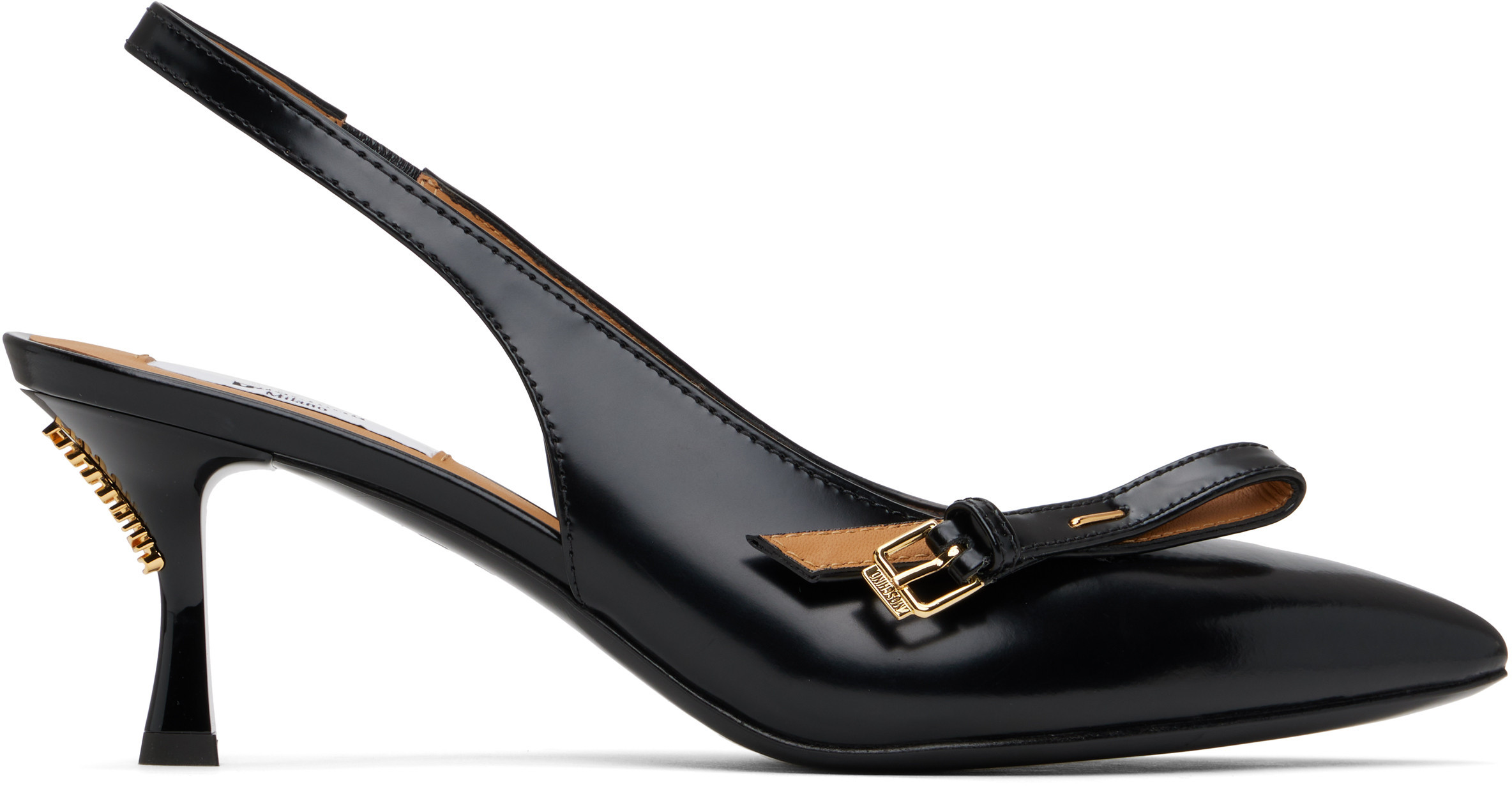 Moschino Black Buckled Bow Heels | SSENSE