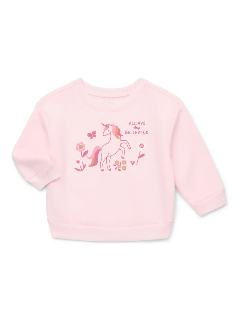 Garanimals Baby Girls Graphic Fleece Sweatshirt with Long Sleeves, Sizes 6-24 Months | Walmart (US)