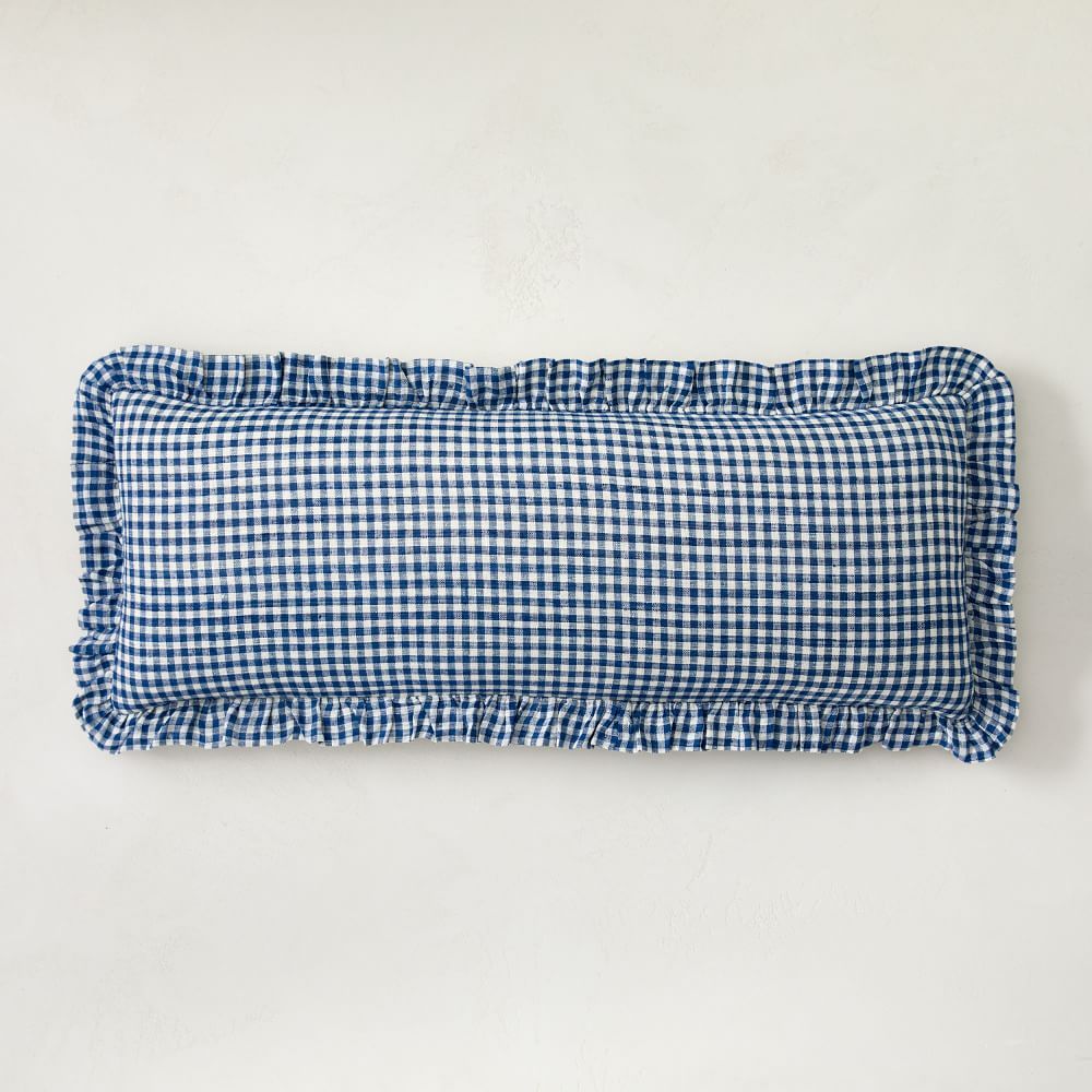 Heather Taylor Home Gingham with Ruffle Silk Lumbar Pillow Cover | West Elm (US)