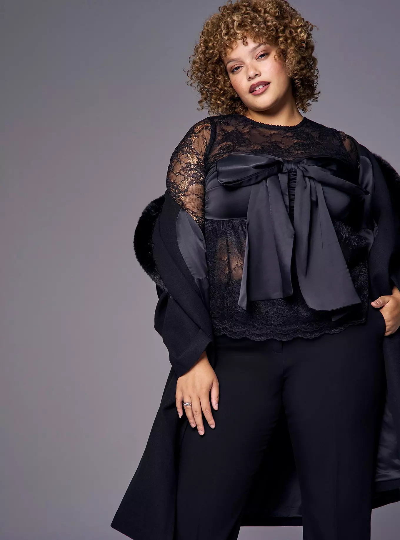 Studio Satin Bow Lace Top | Torrid (US & Canada)