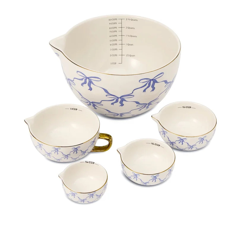 Thyme & Table 5-Piece Ceramic Mixing Bowl Set. Bows | Walmart (US)