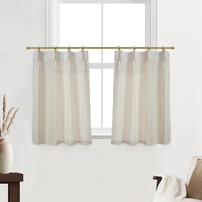 Natural Linen Kitchen Curtains,Extra Wide Small Bathroom Curtains Window Rustic Farmhouse Decor,2... | Amazon (US)