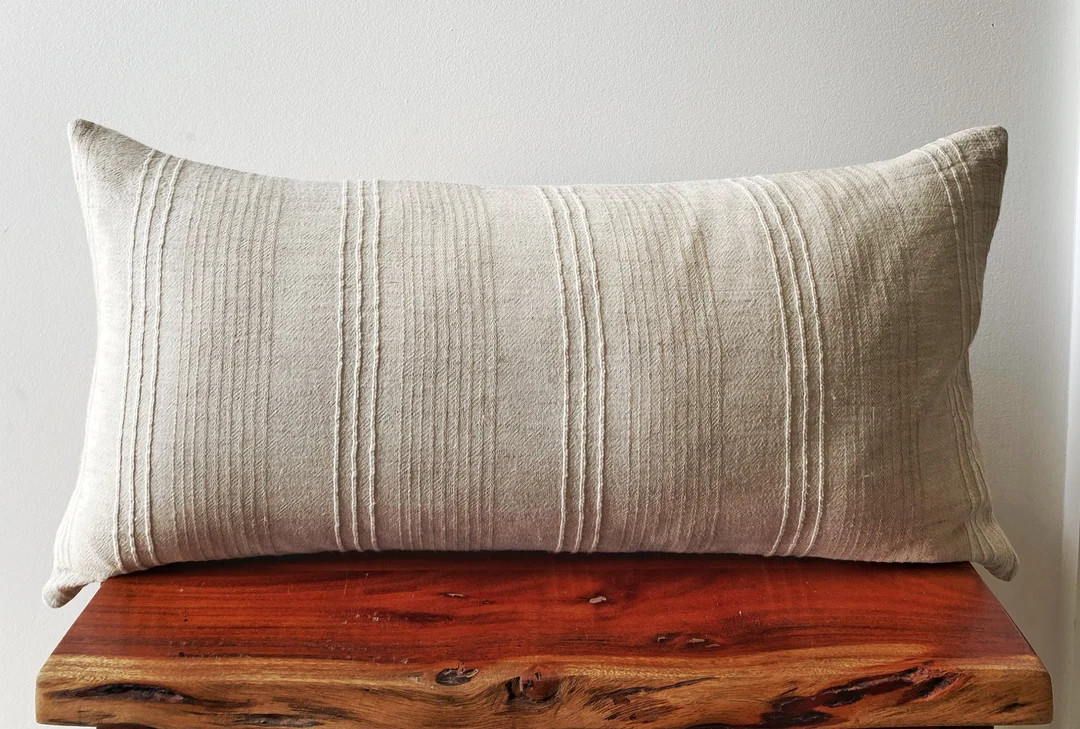 Neutral Pillow Cover - 12x24 - Lumbar Pillow Case - Chiang Mai Pillow Cover - Boho Decor - Farmho... | Etsy (US)