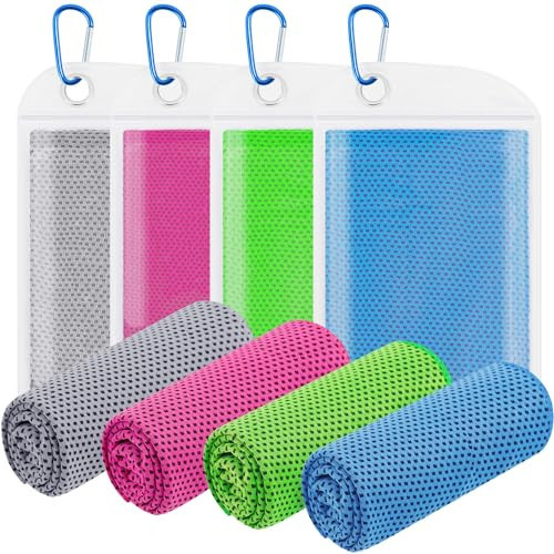 Leuceiy Cooling Towels - 4 Pack Cooling Towel(40"×12"),Microfiber Soft Breathable Chilly Towel for Neck and Face, Ice Towel for Yoga,Sports,Gym,Workout,Camping,Golf | Amazon (US)