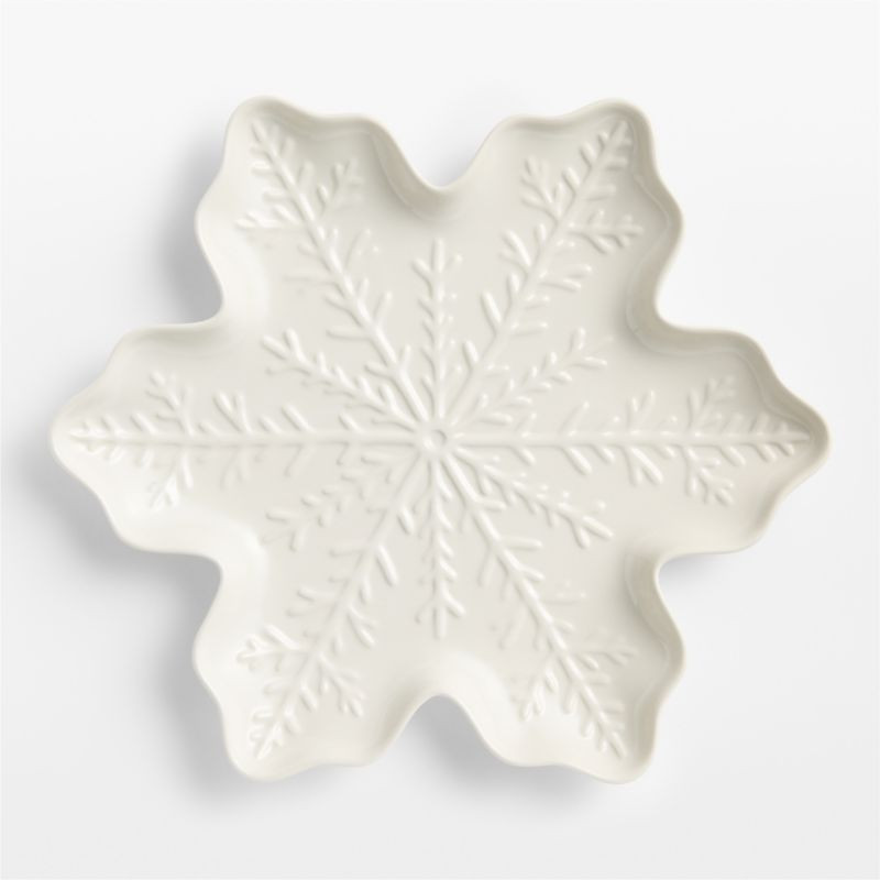 Winter Snowflake Stoneware Platter | Crate & Barrel